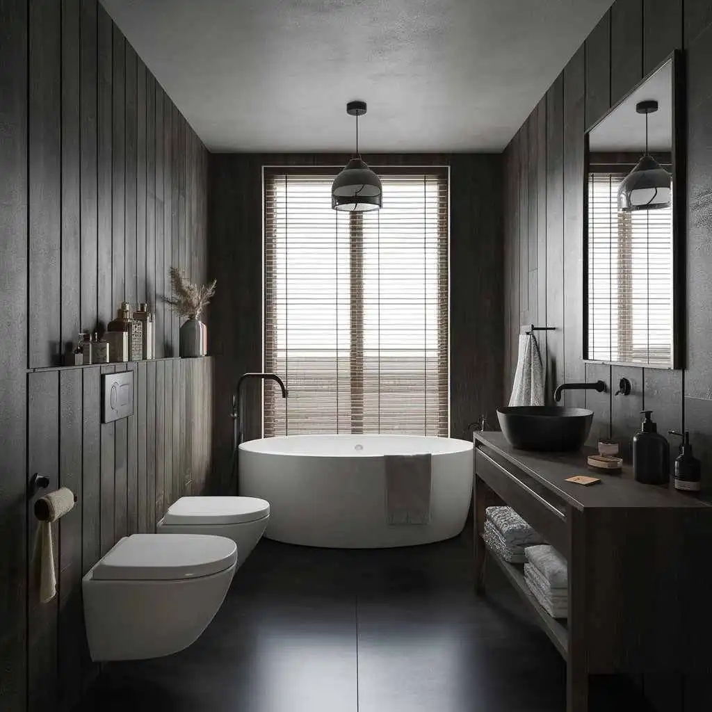 bathroom with matte floor tile