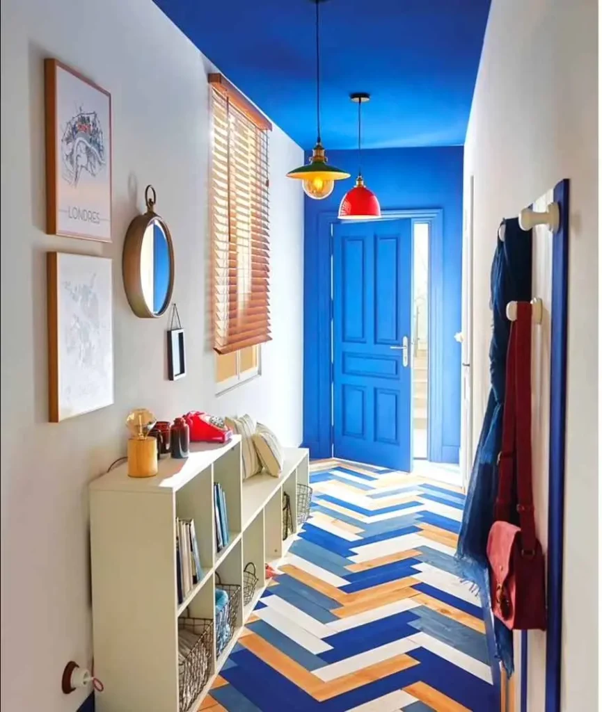 blue ceiling entry way