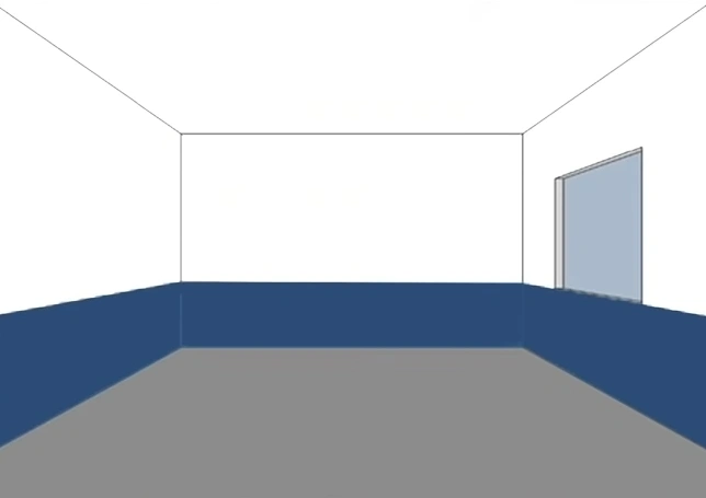 bottom wall in blue color