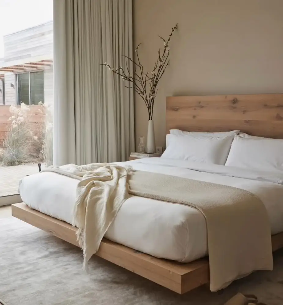 neutral color headwall bedroom