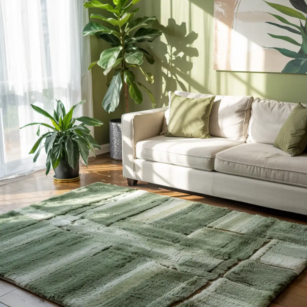 Asparagus Green Rug in the green living room