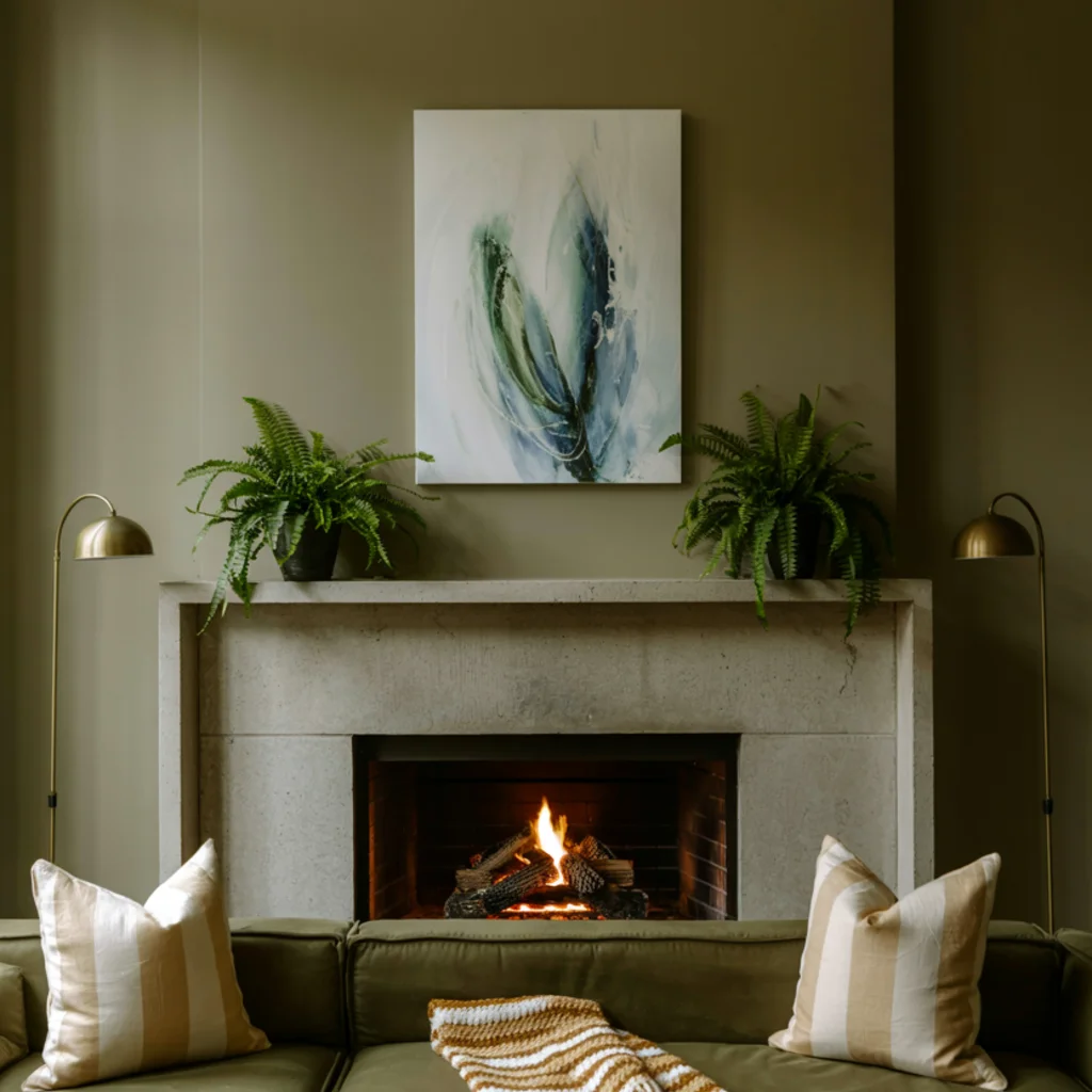 Olive Drab green living room