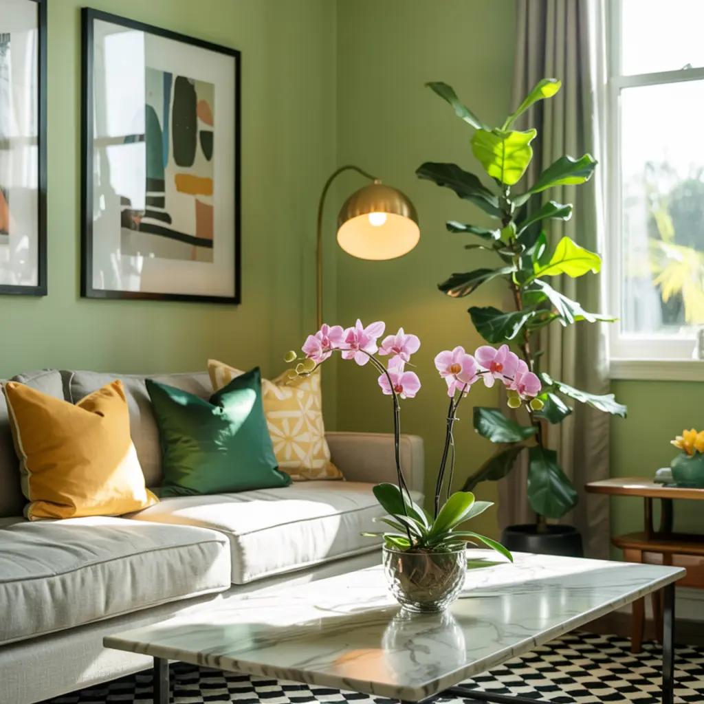 Tropical green living room