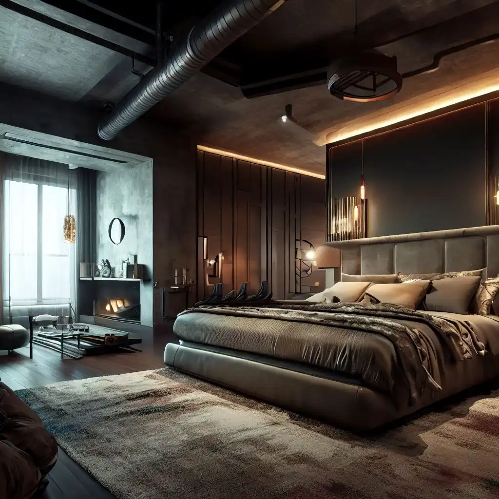 industrial luxury bedroom