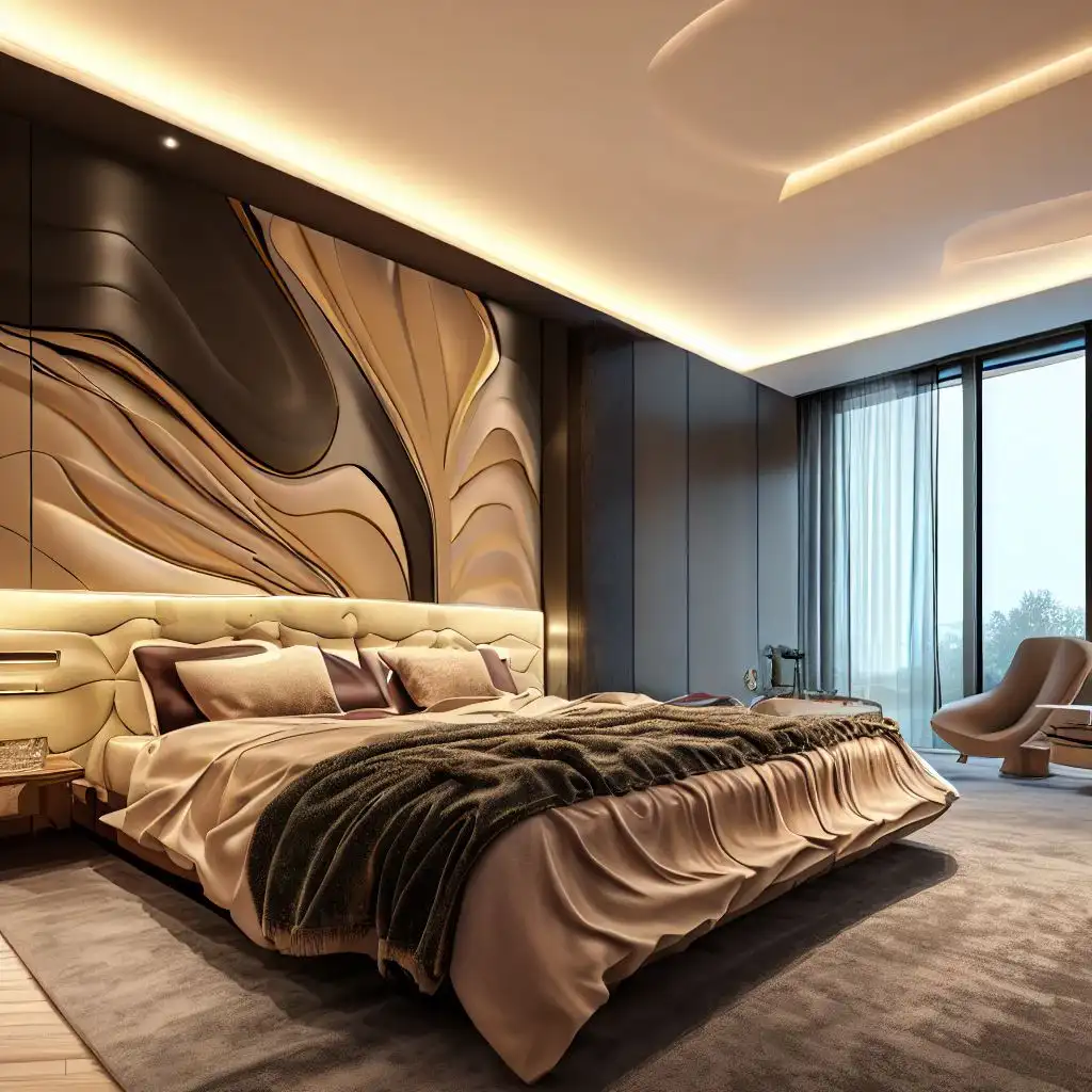 luxury bedroom with accent wall