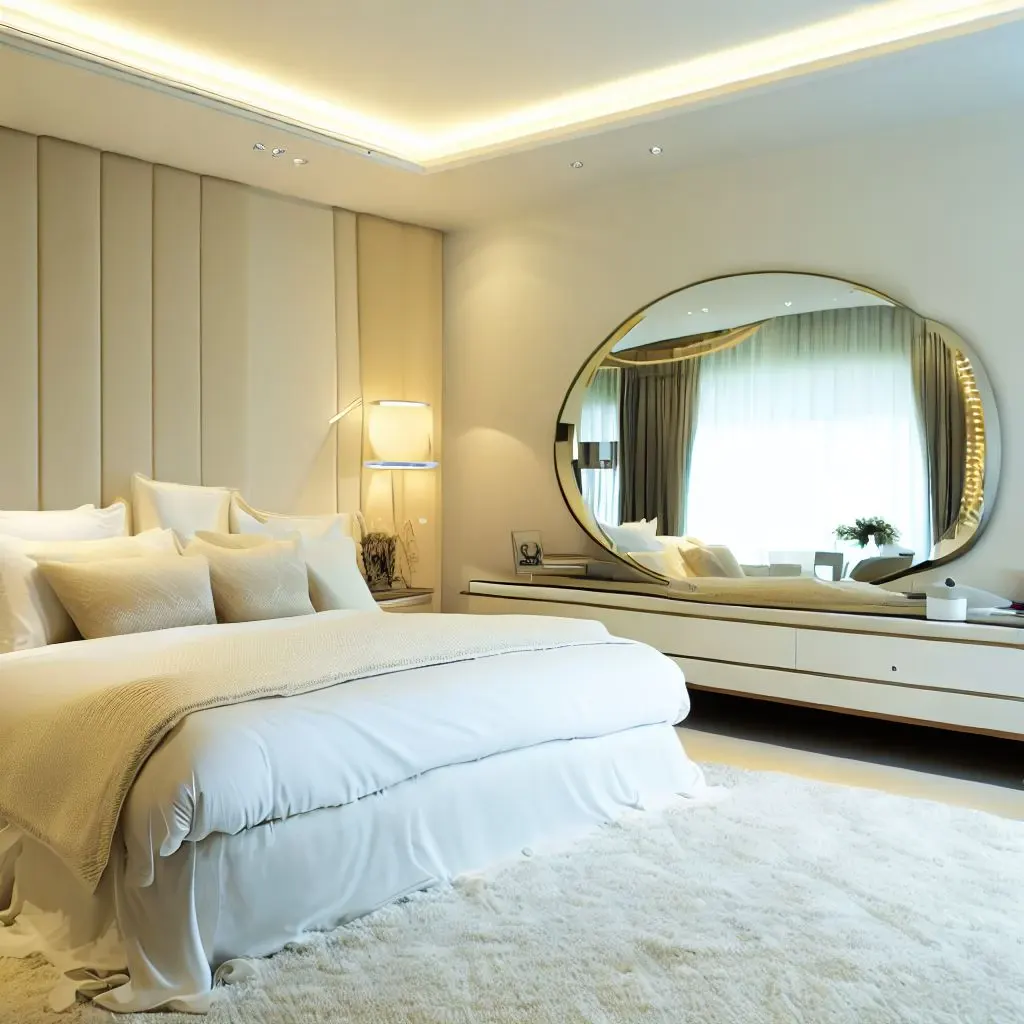 luxury bedroom with bedroom mirror