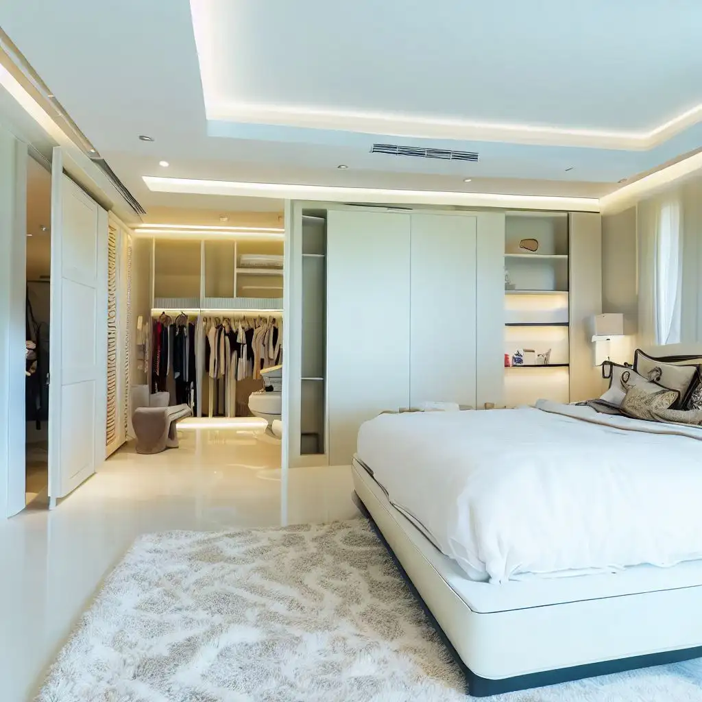 luxury bedroom with walk in closet