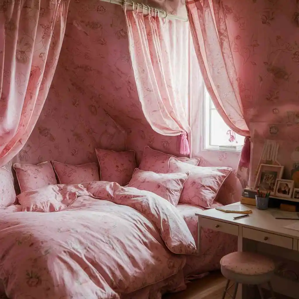 Floral fantasy in pink bedroom design