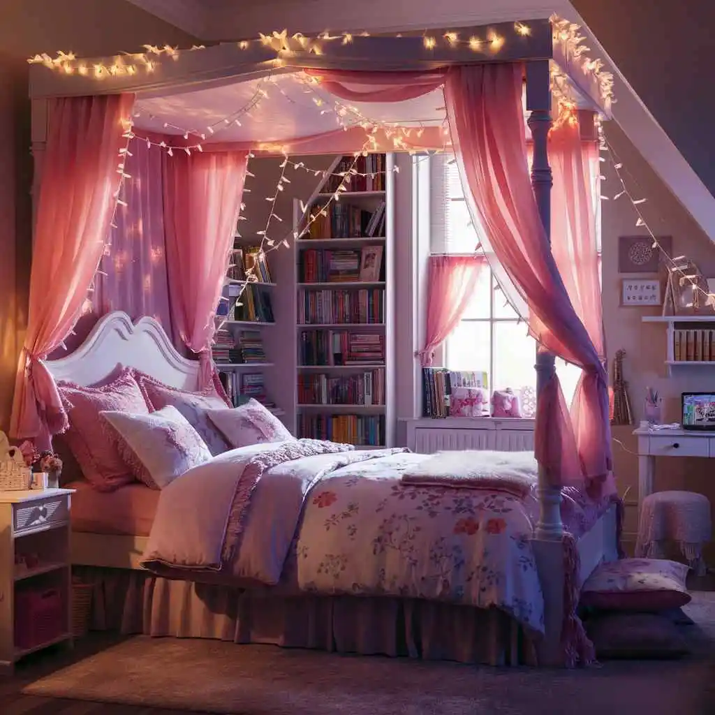 canopy bed pink bedroom design