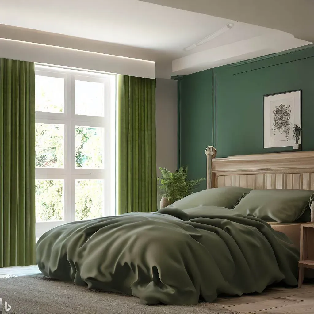 green bedroom green stripped wall