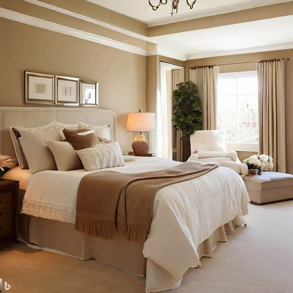 neutral bedroom tan and white theme