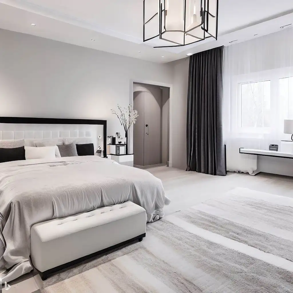 neutral bedroom white and black theme