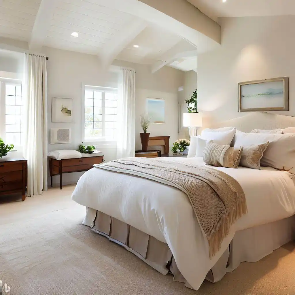 neutral bedroom white and wood theme