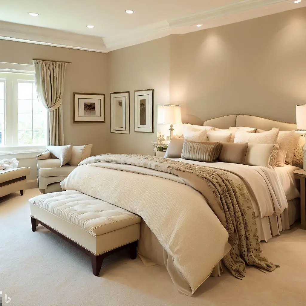 neutral bedroom with beige and cream theme