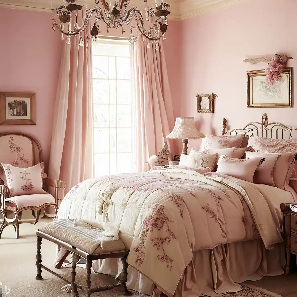 pink cream furniture master bedroom cream bedding floral print