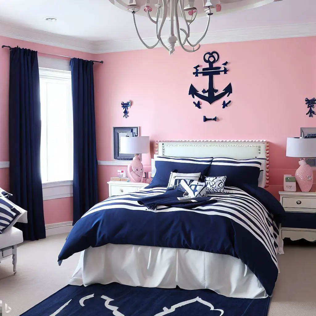 pink navy blue bedroom anchor nightstand