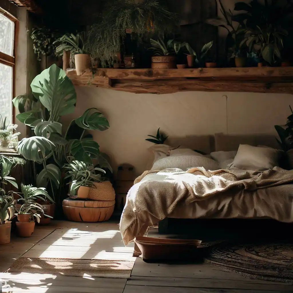rustic bedroom fern cacti plant