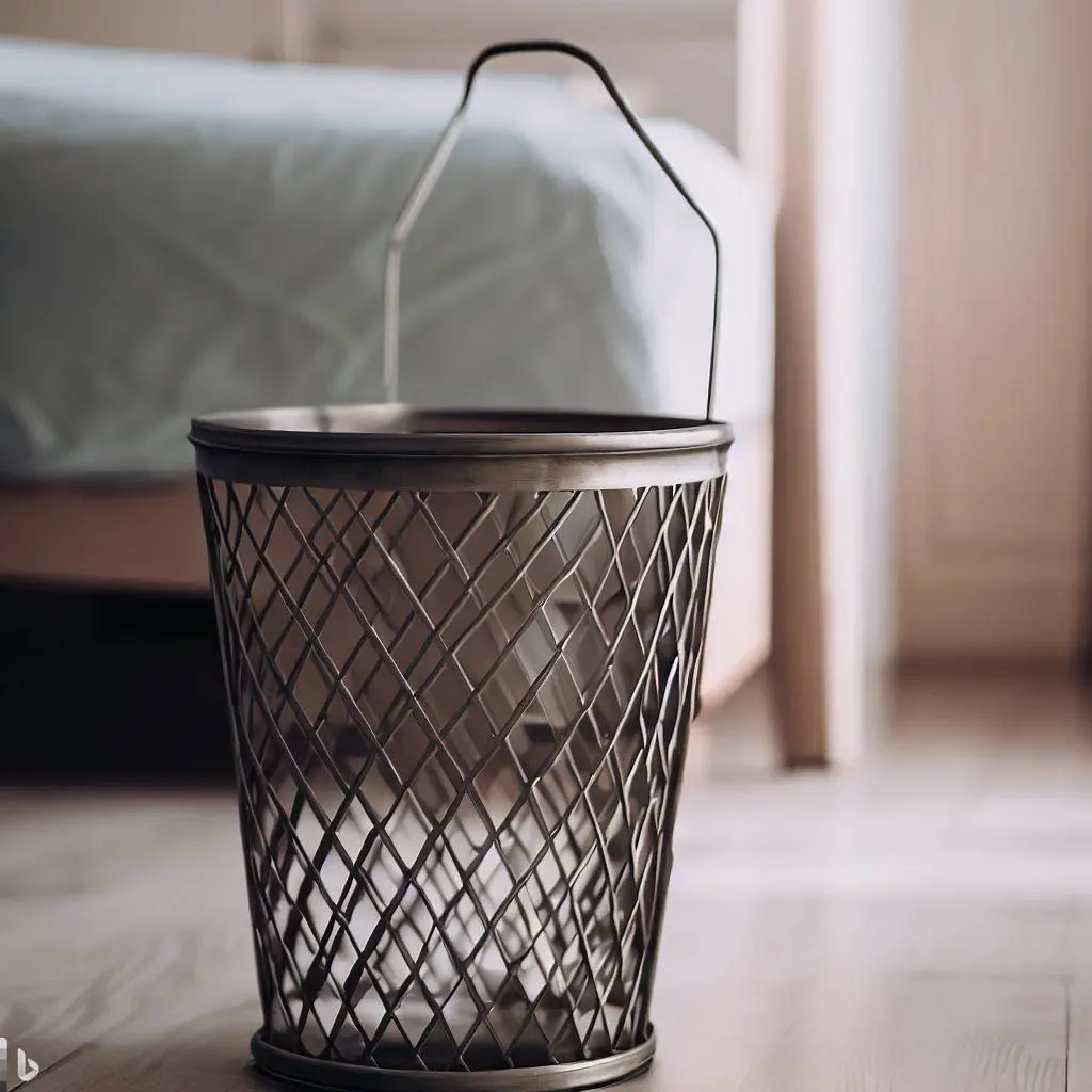 rustic bedroom metal basket trash bin