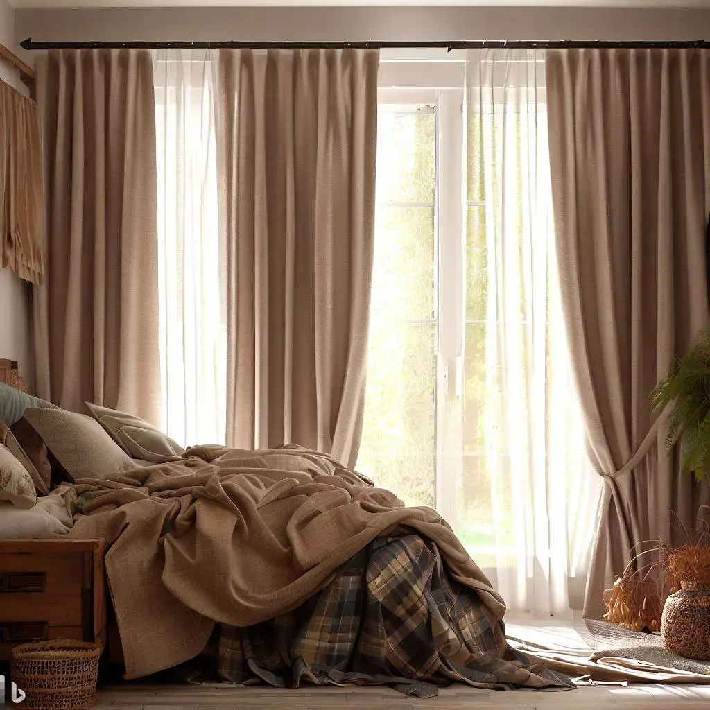 rustic bedroom plaid curtain