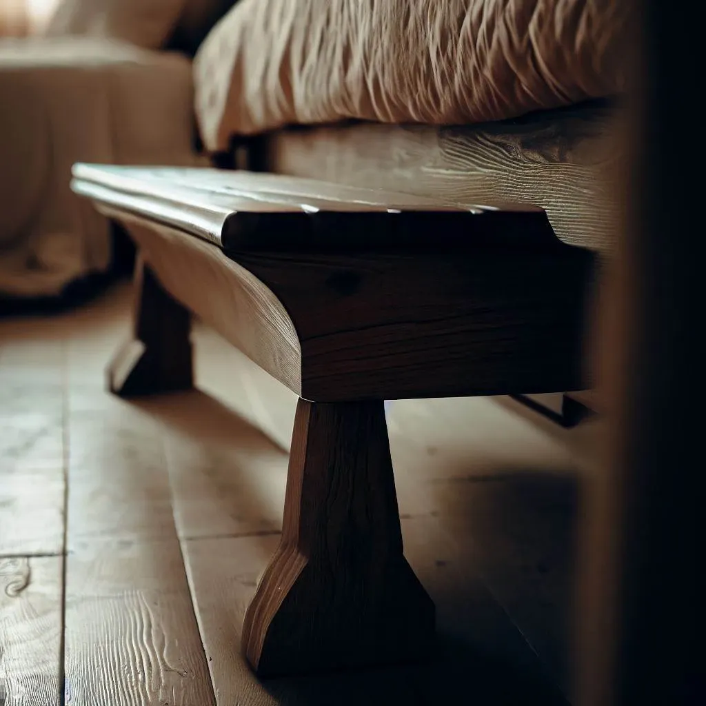 rustic bedroom wooden bench footboard