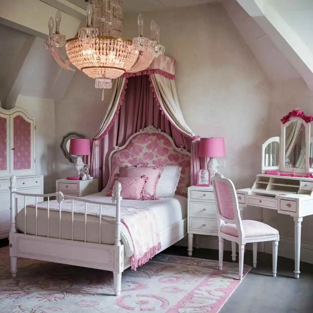 vintage charm pink bedroom design