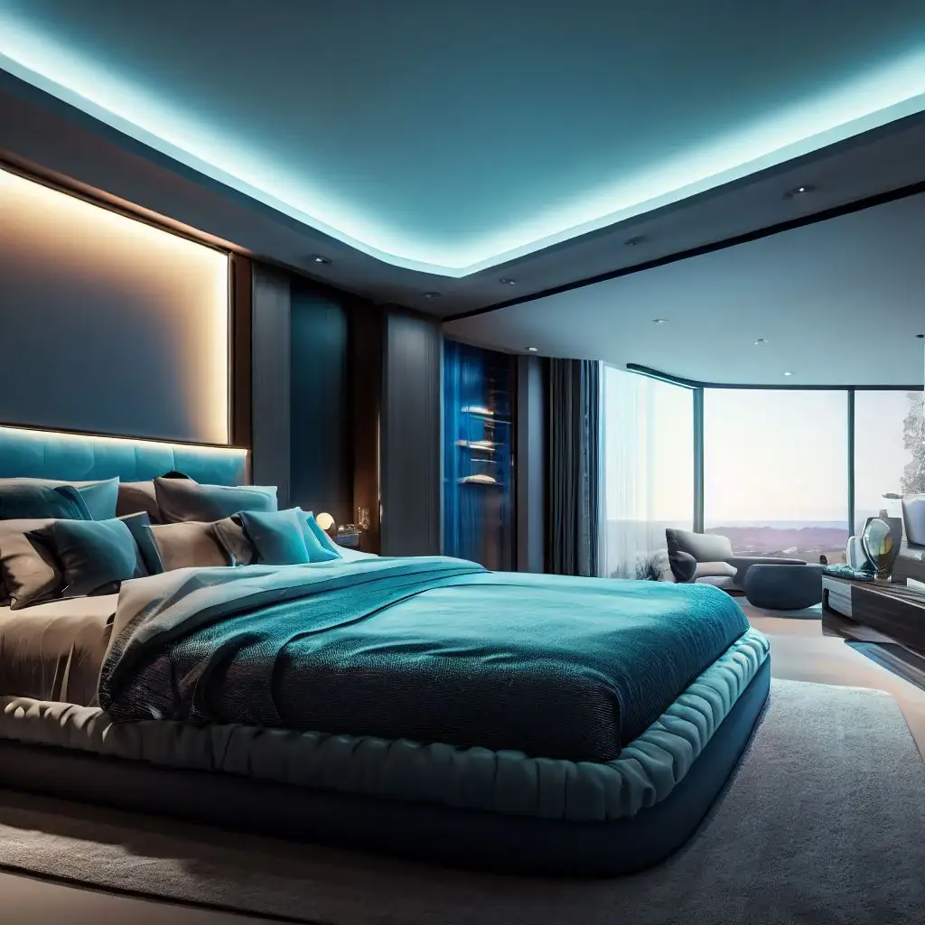 blue luxury bedroom
