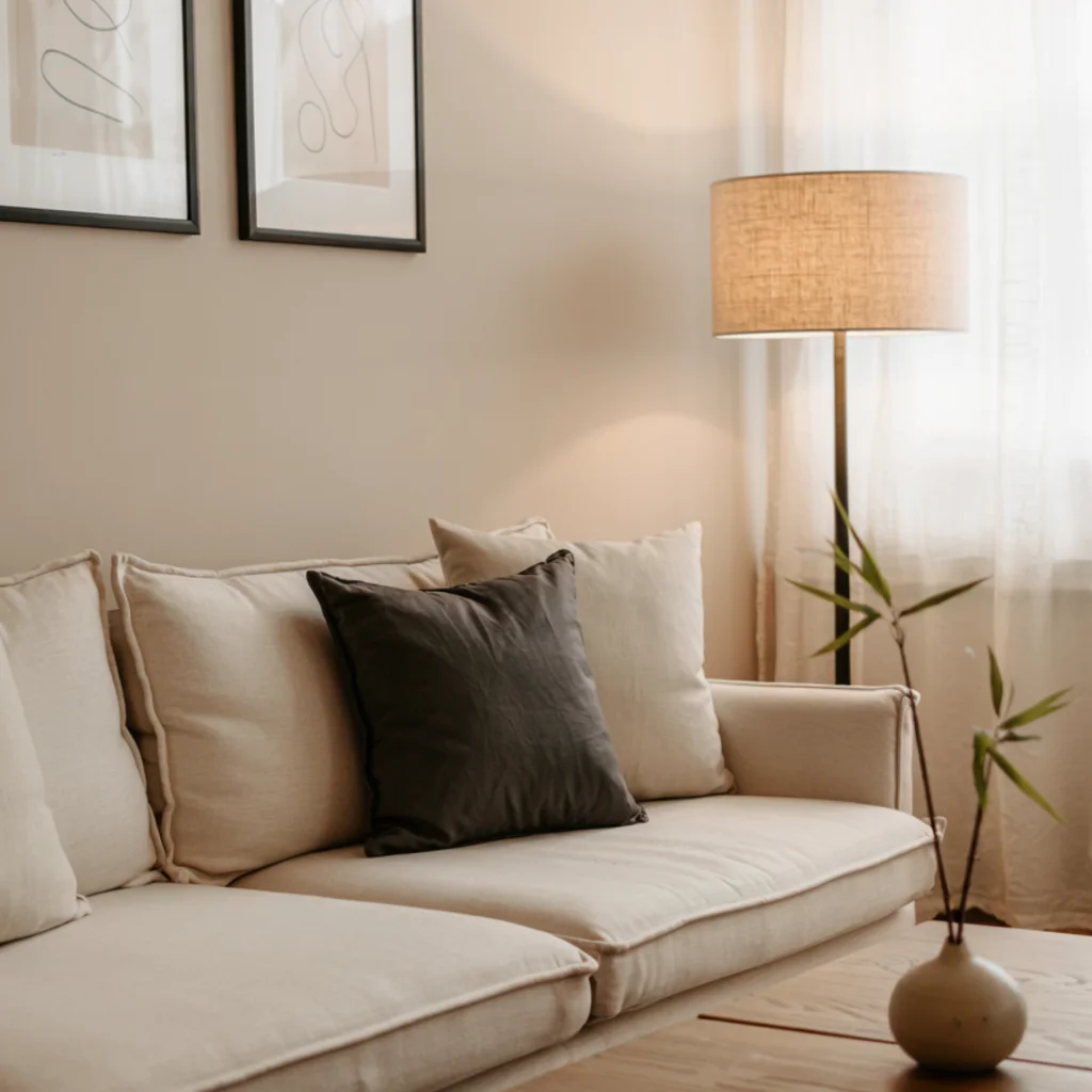 Black accent in Japandi living room
