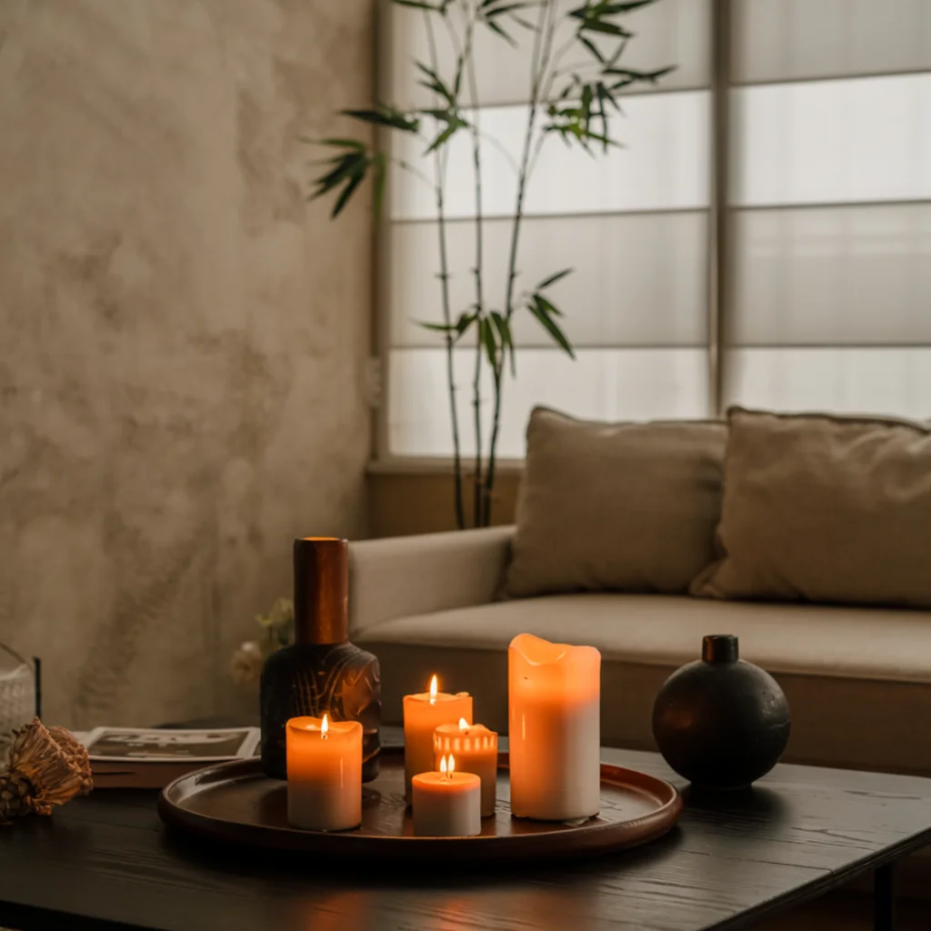 Japandi Living Room candles