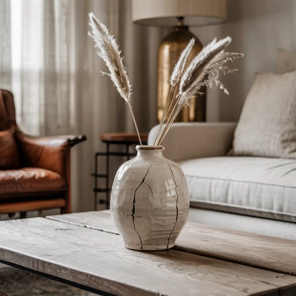 Japandi Living room with Natural patina