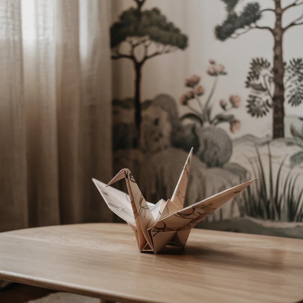 Nordic-Japanese Wallpaper in the Japandi Living Room