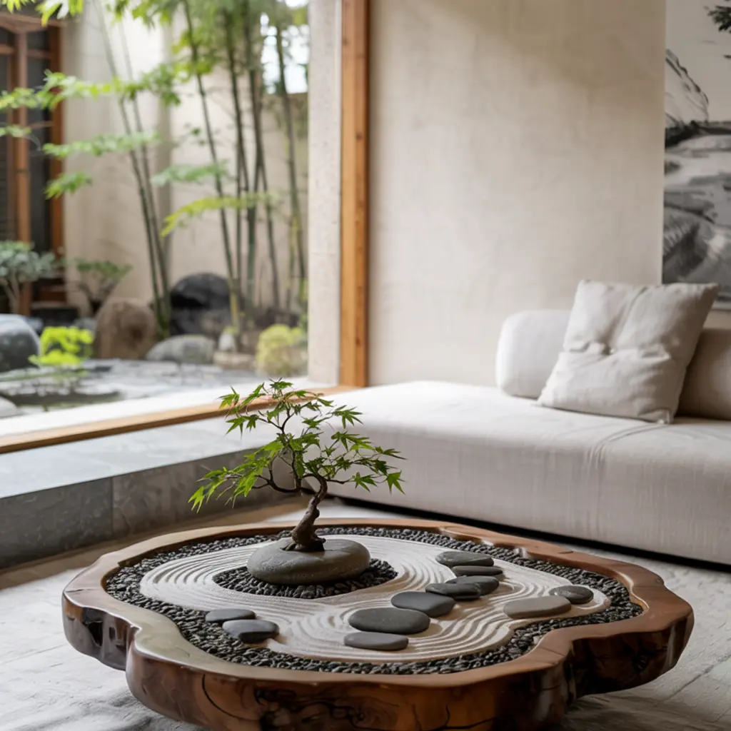 Zen Indoor Garden in the Japandi living room