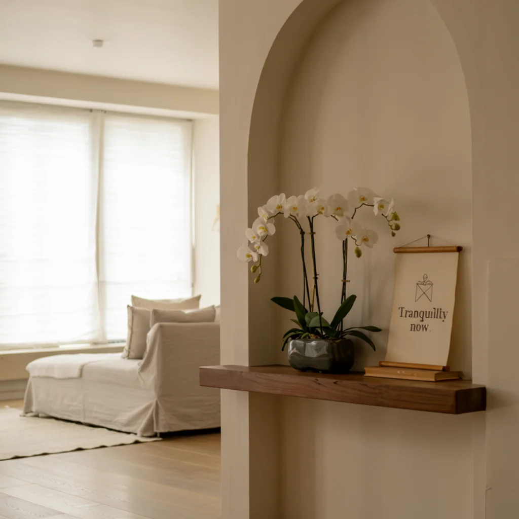 japandi living room with tokonoma