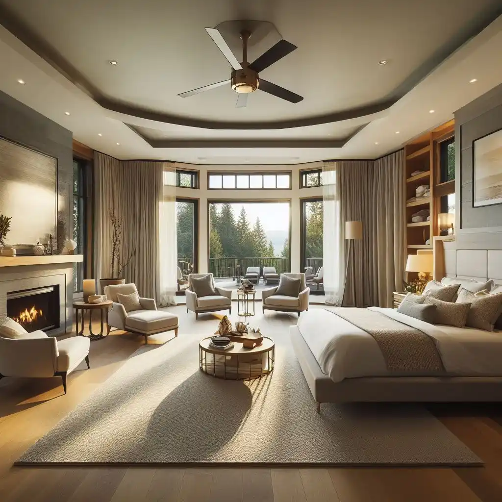 Master bedroom with outdoor sitting and stunning view