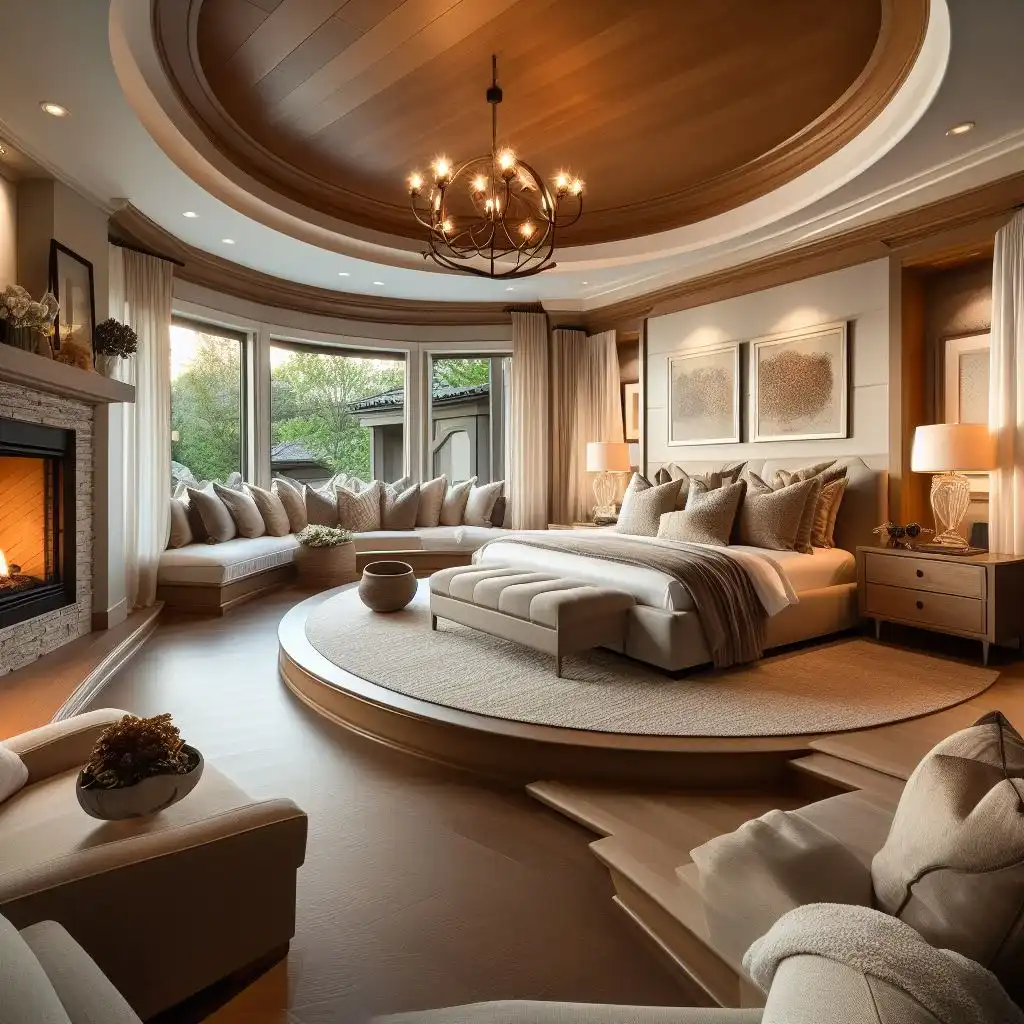 Sunken sitting area in bedroom