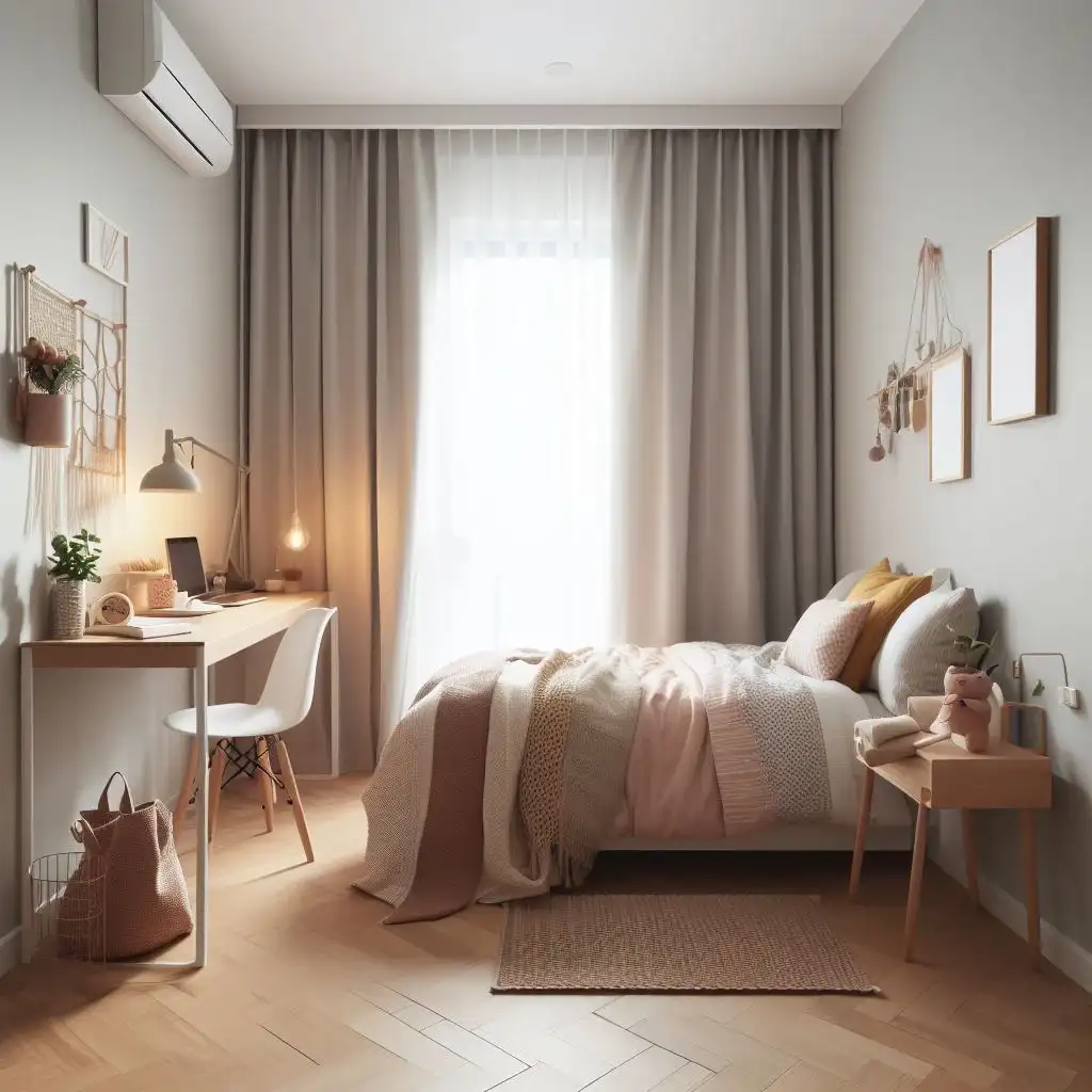 a small bedroom with scandinavian minimalism