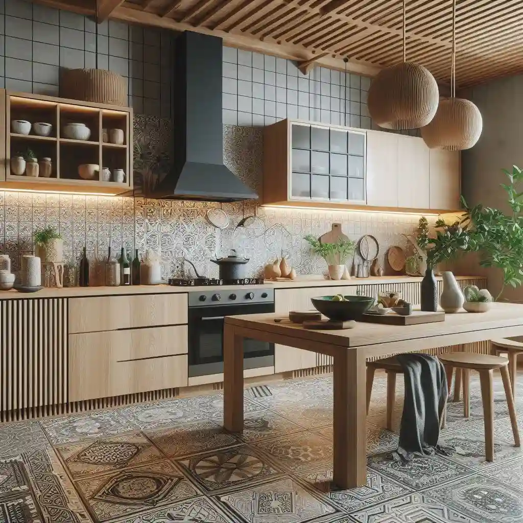 japand kitchen having Ceramic Tiles With Japanese-Inspired Patterns