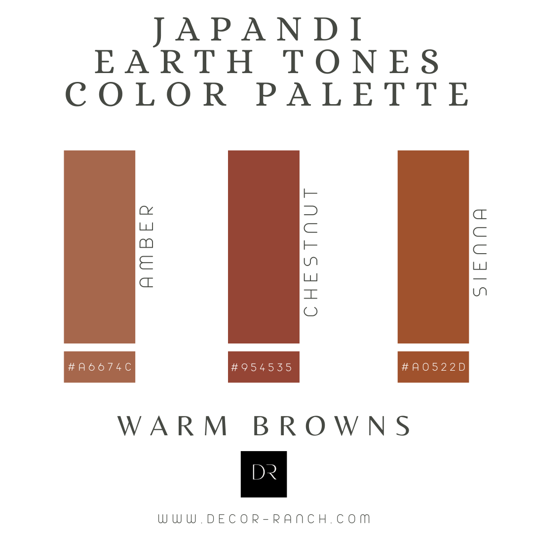 japandi earth tone color palette warm browns