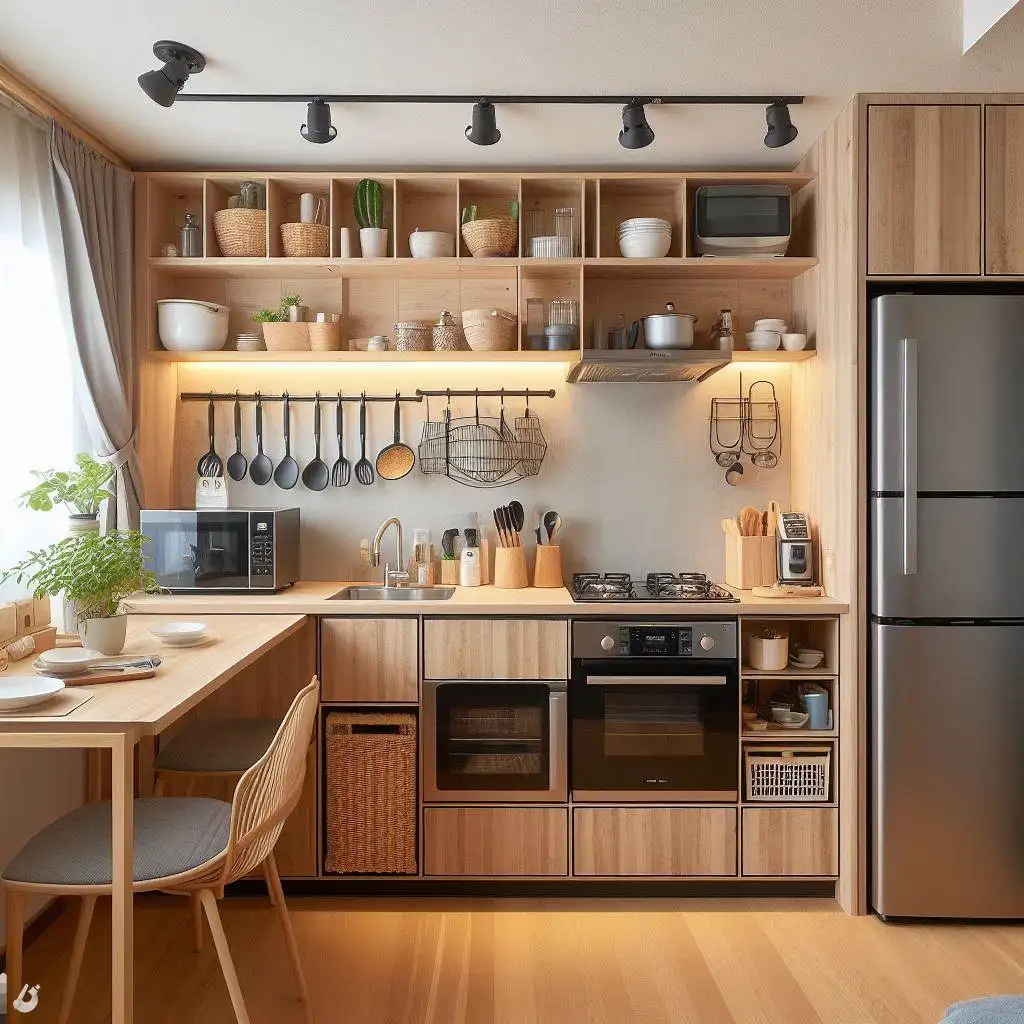 japandi kitchen with Compact And Efficient Appliances