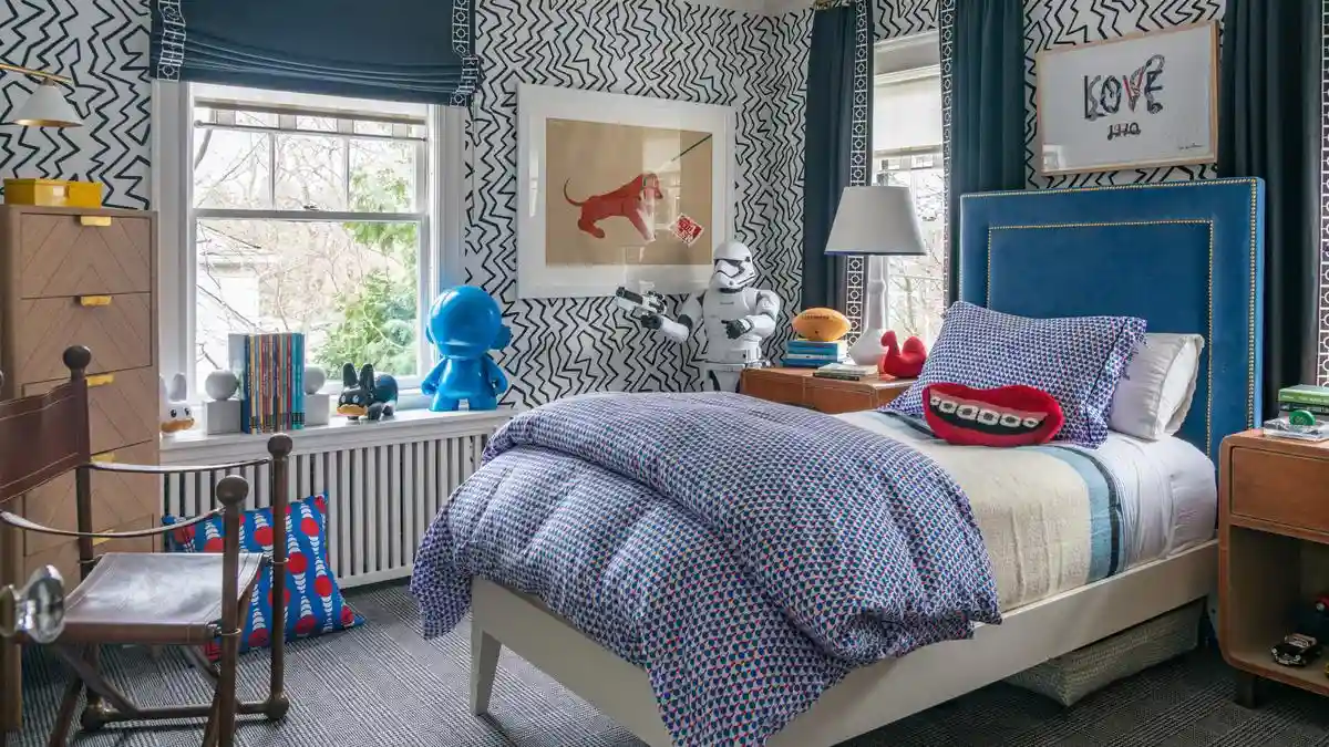 Neutral color teen boy bedroom