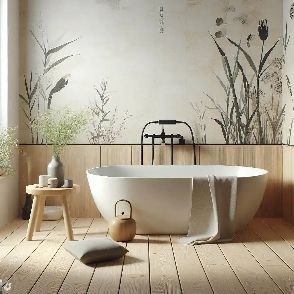 japandi bathroom japandi texture wallpaper 