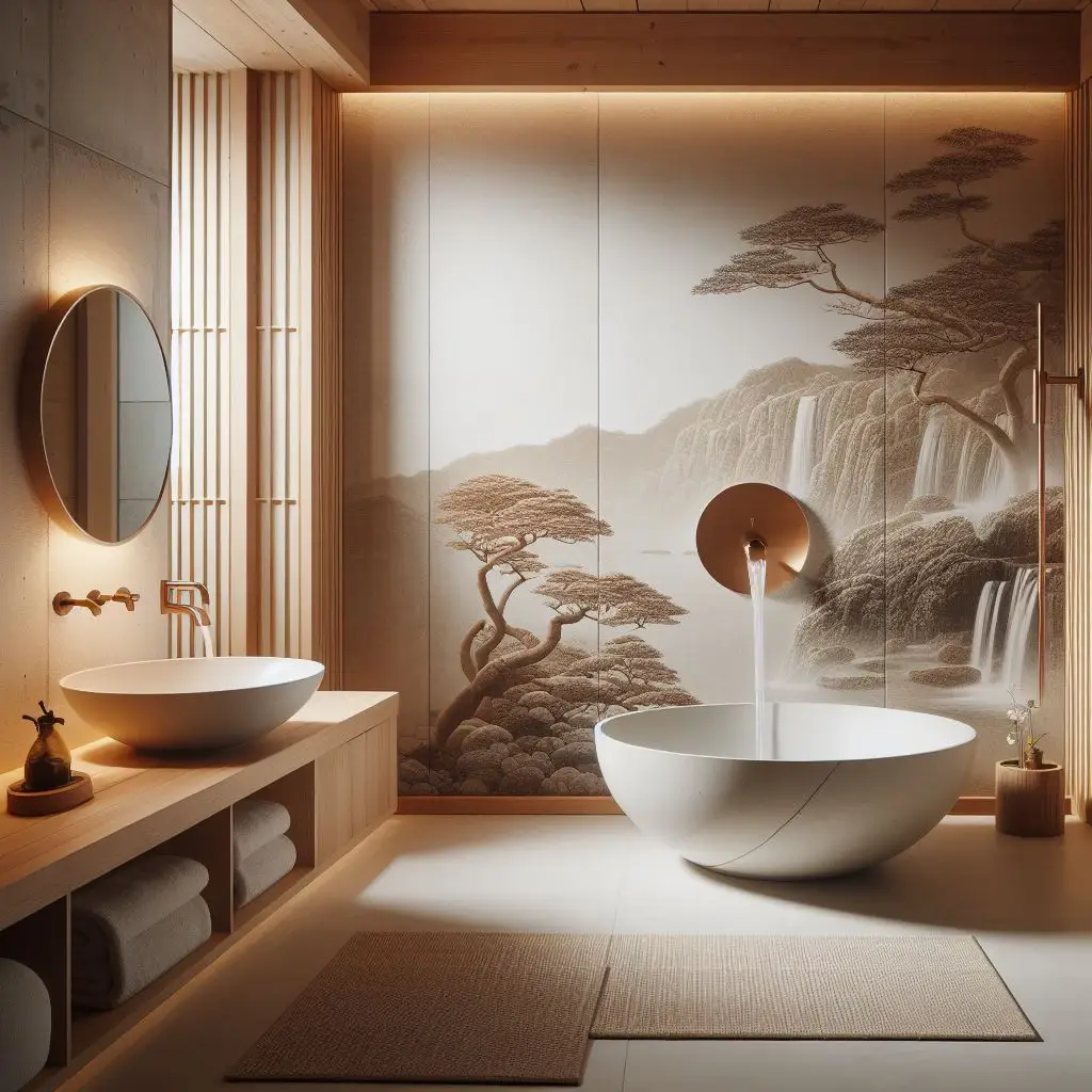japandi bathroom with maru basin design 