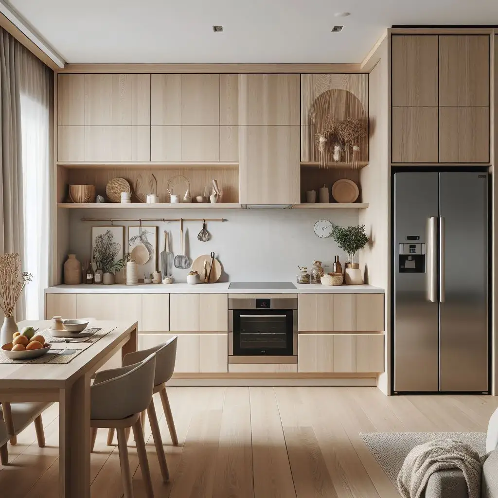 japandi kitchen with Built-In Kitchen Appliances