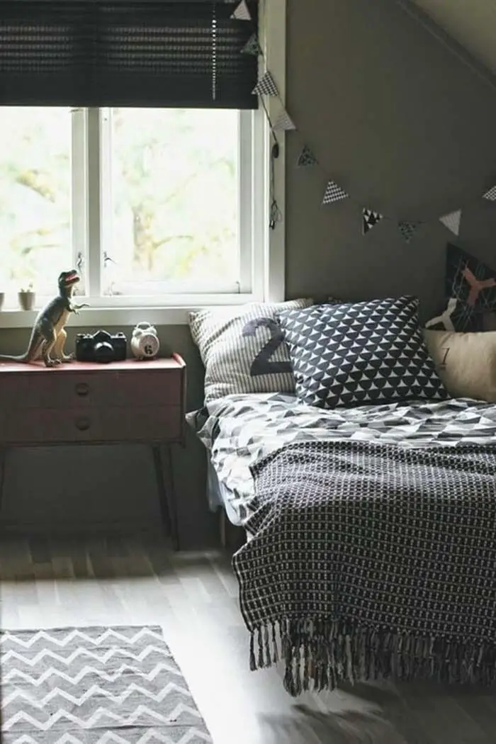 mixed pattern teen boy bedroom