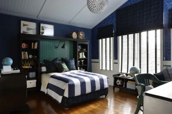 teen boy bedroom with storage solution