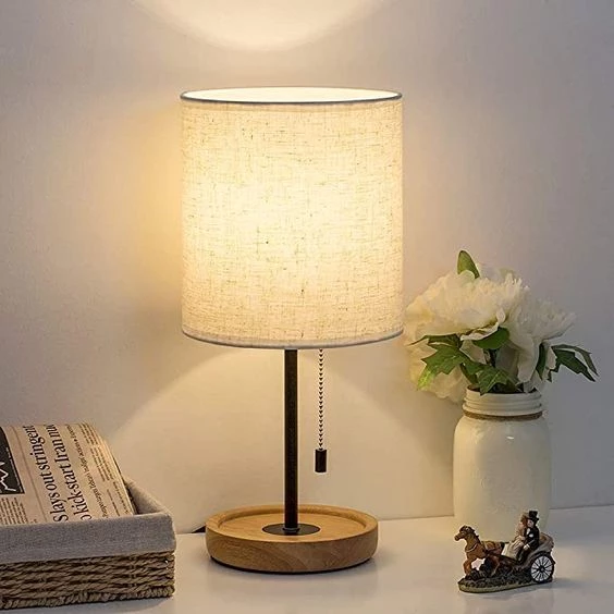 warm lighting lamp on the desk