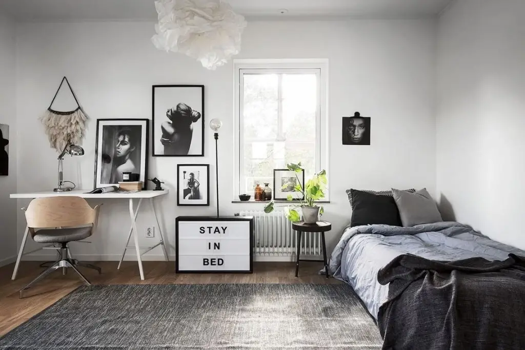 White single bed bedroom for teen boy