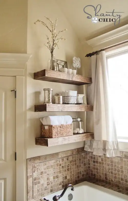 DIY Floating Shelves In A Small Bathroom