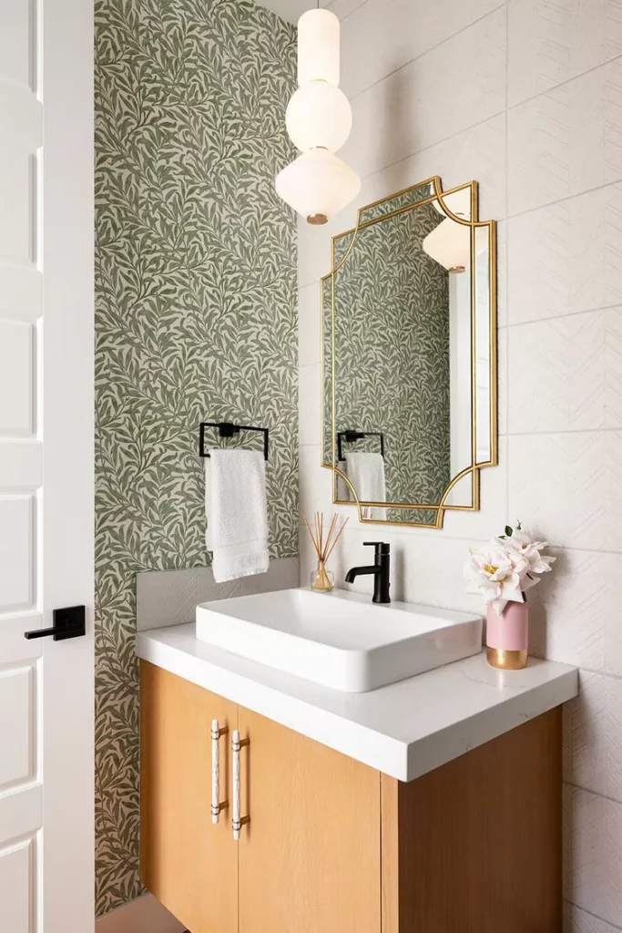 how to decorate a small bathroom like a design pro - small bathroom with light fixture