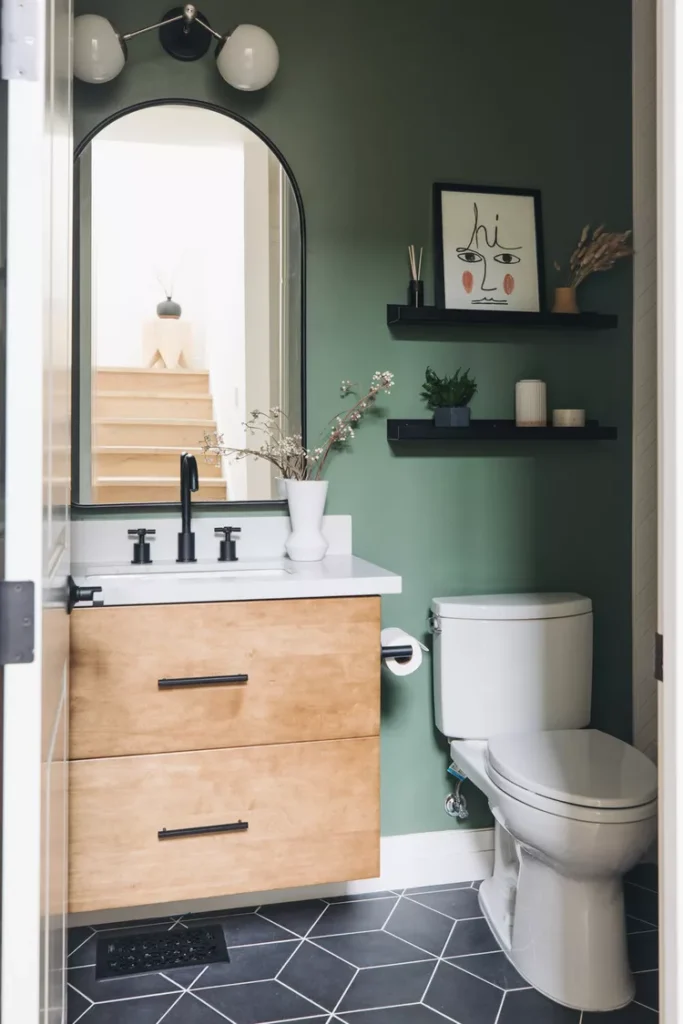 how to decorate a small bathroom - wall mounted vanity in bathroom