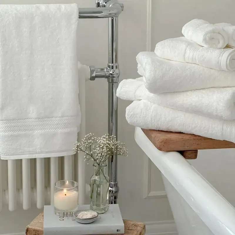 luxury towels in small bathroom